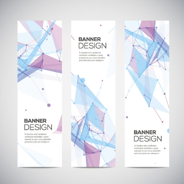 矢量垂直横幅设置多边形形状，圆，线，三角形图片下载