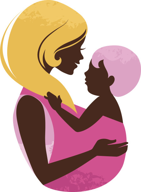 美丽的母亲剪影与婴儿在吊带图片下载