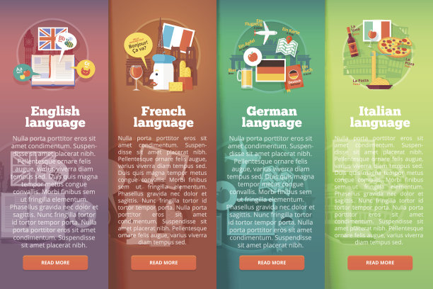 外语学校的竖条幅。图片下载