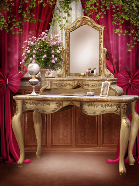爬满常春藤的维多利亚式梳妆台图片下载