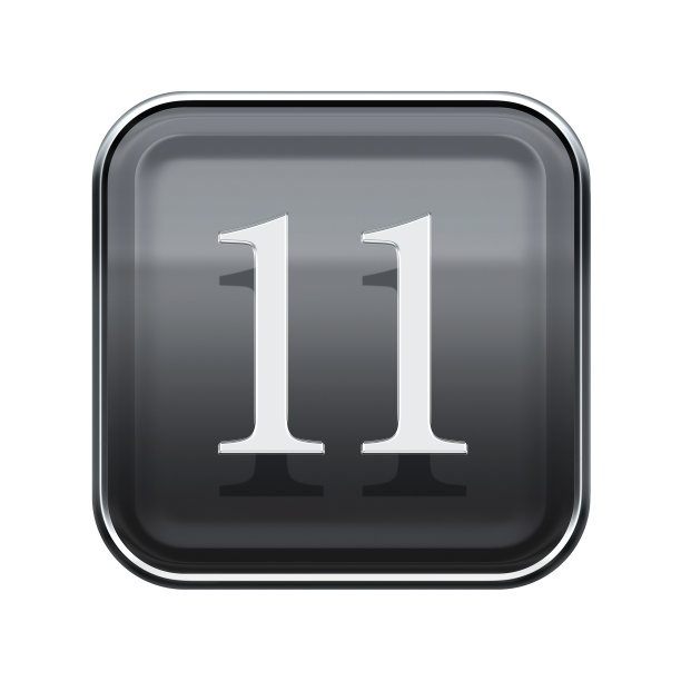 11个图标灰色光泽，孤立在白色背景图片下载