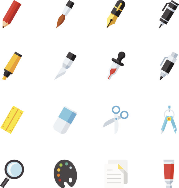 文具和绘画工具图标图片下载