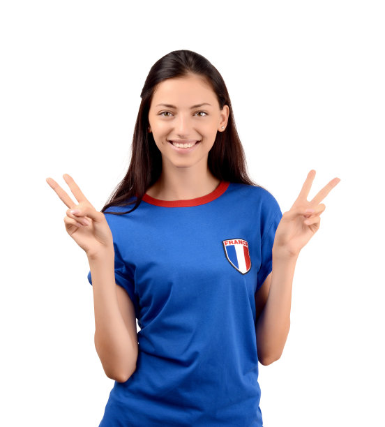 女孩为法国签署胜利。图片下载