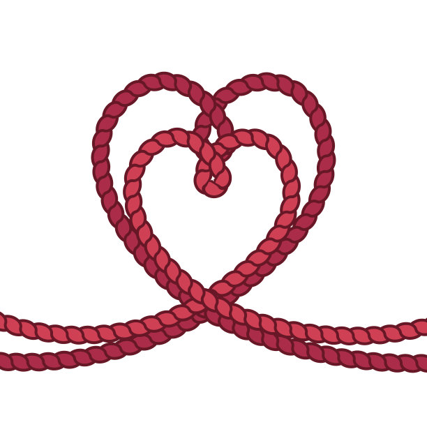 矢量绳心形状，海洋复古风格插图图片下载