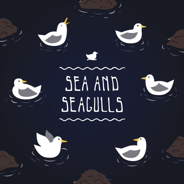 海和海鸥矢量背景图片下载