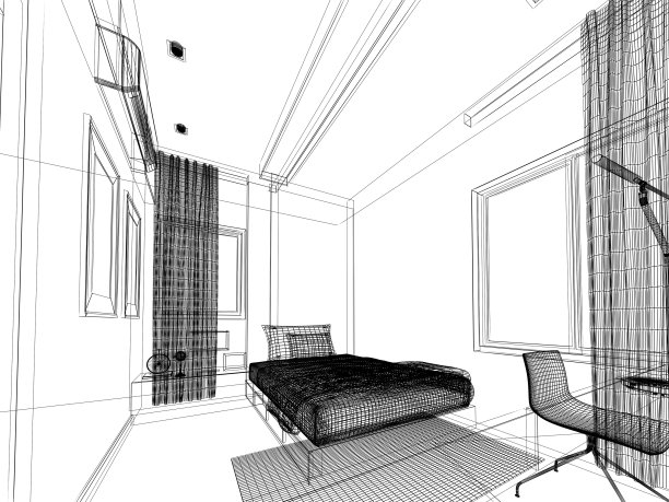 室内卧室抽象草图设计图片下载