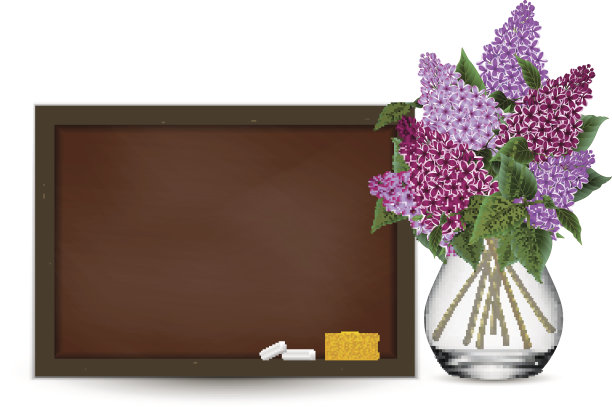 黑板和紫丁香花图片下载