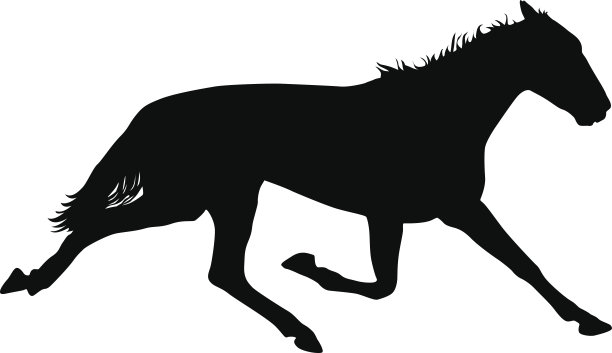 剪影的黑色野马马矢量插图素材图片