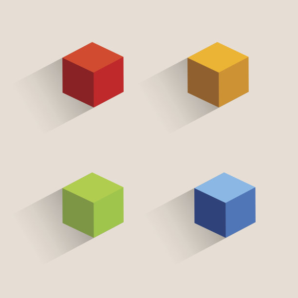复古颜色立方体图标。图片下载