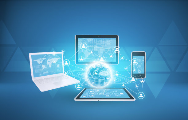 地球上有笔记本电脑、平板电脑和智能手机图片下载