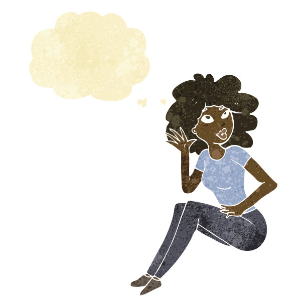 卡通女人听着用思想泡泡图片下载