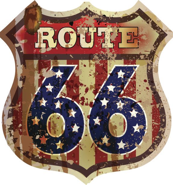 66号公路标志复古，邋遢的风格图片下载