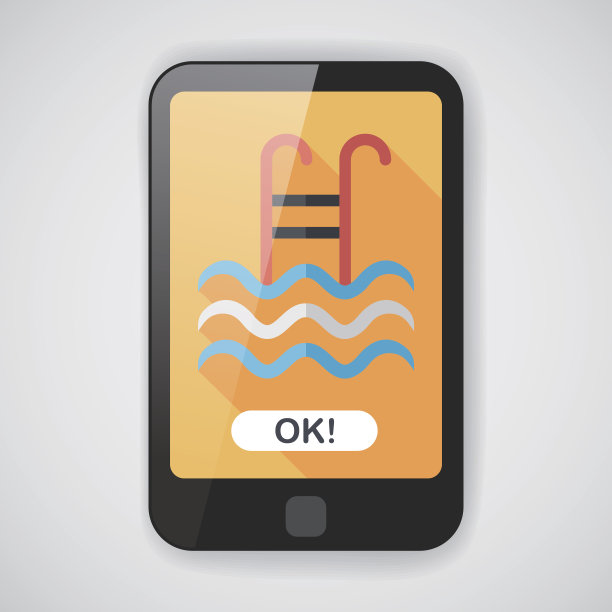 游泳池平面图标与长影子，eps10图片下载