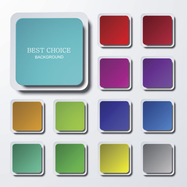 向量现代彩色方形图标集图片下载