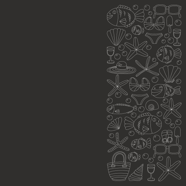 矢量涂鸦图片的海滩度假和热带海洋生活图片下载