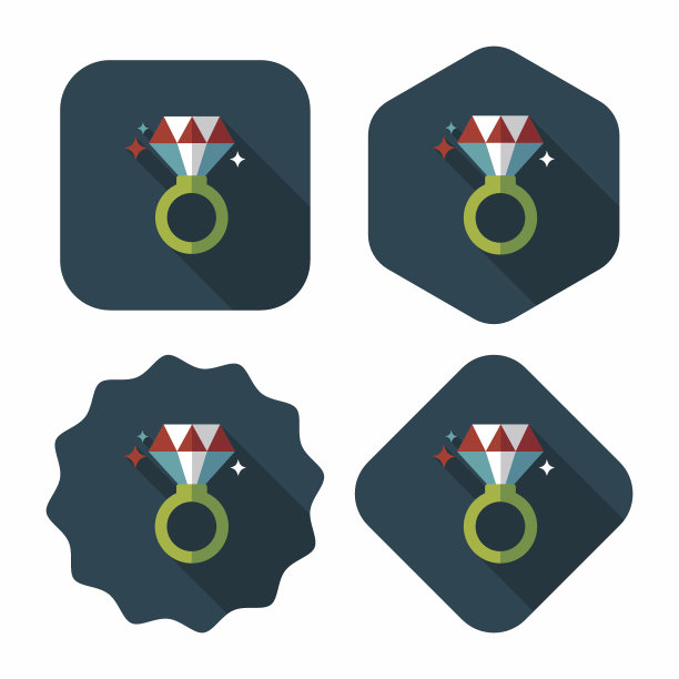 情人节钻石戒指的长影子图标，eps10图片下载