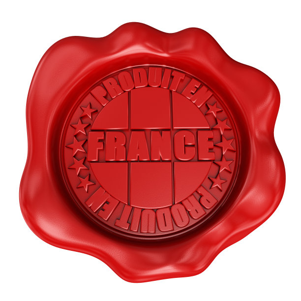 3D渲染蜡印章与产品在法国标签图片下载