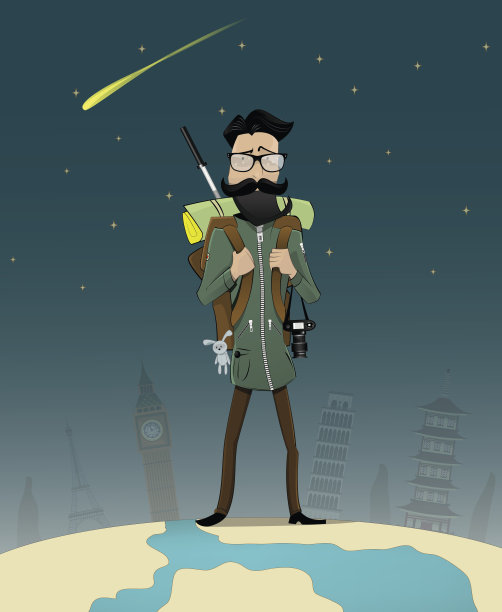 年轻的旅行者背着背包图片下载