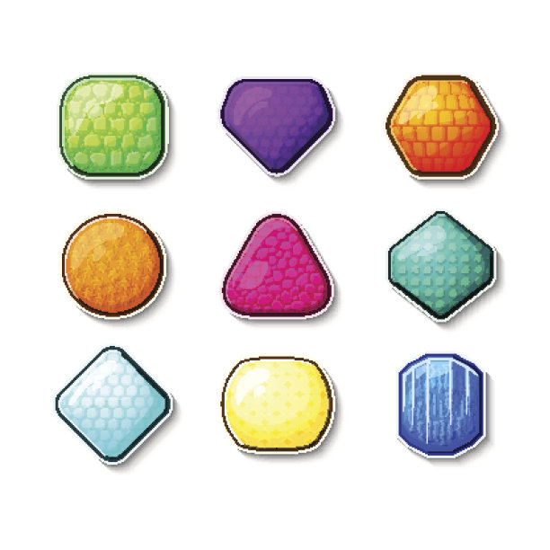 不同材料和形状的矢量晶体集图片下载