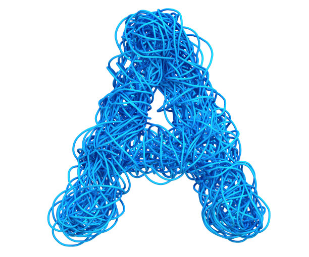 蓝色电缆字母表图片下载