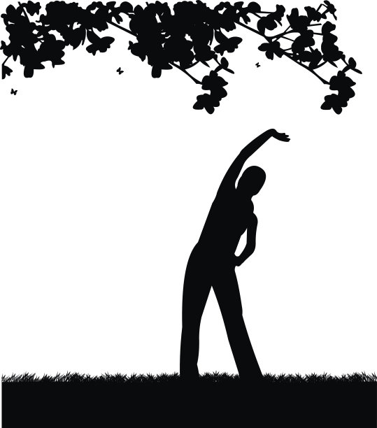 女孩在公园里用伸展的姿势锻炼柔韧性图片下载