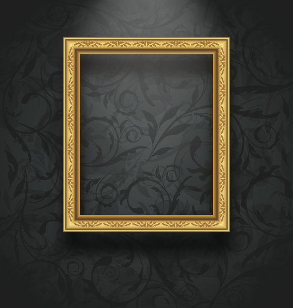 花纹理墙上的相框图片下载