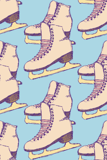 复古风格的溜冰鞋素描图片下载