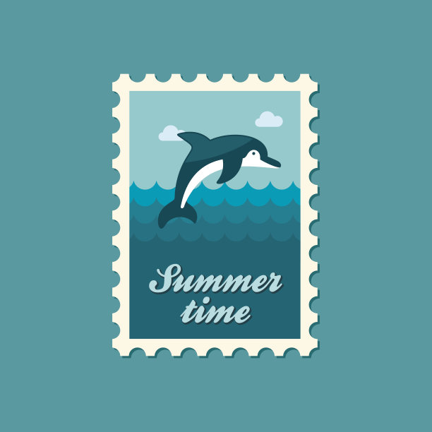 海豚邮票。夏天。假期图片下载