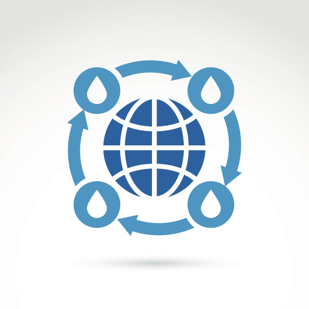 全球水循环图标、矢量符号图片下载