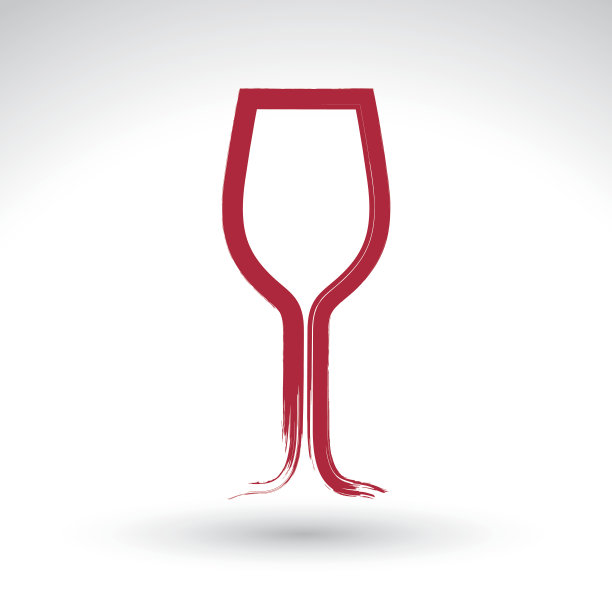 手绘简单空酒杯孤立在白色背景图片下载