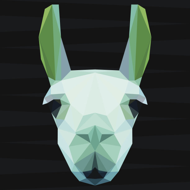 抽象多边形几何羊驼肖像设计中使用图片下载