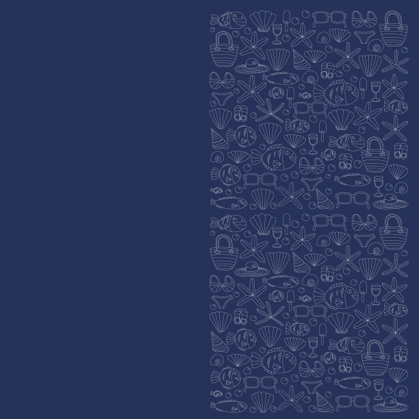 矢量涂鸦图片的海滩度假和热带海洋生活图片下载