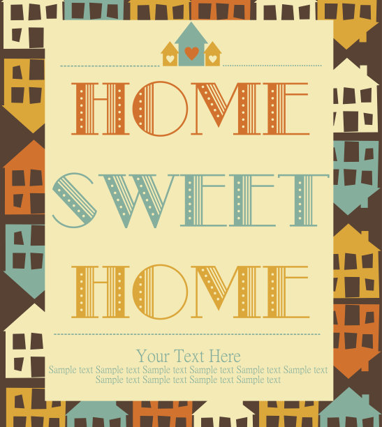 温馨家居卡片设计。图片下载