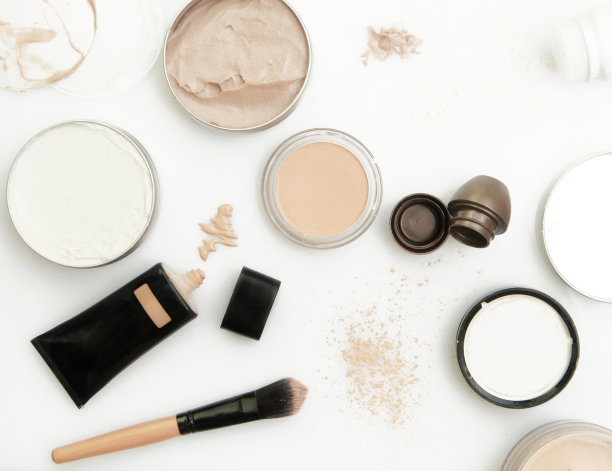 俯视图不同的化妆品产品图片下载