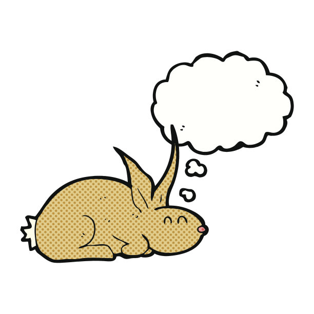 卡通兔子与思想泡泡图片下载