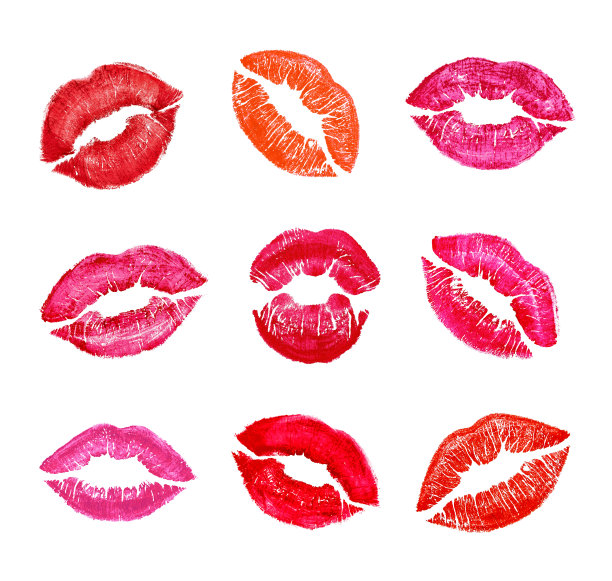 一套美丽的红唇在白色图片下载