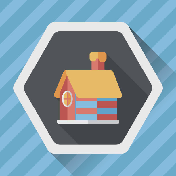 圣诞屋扁平图标与长影子，eps10图片下载