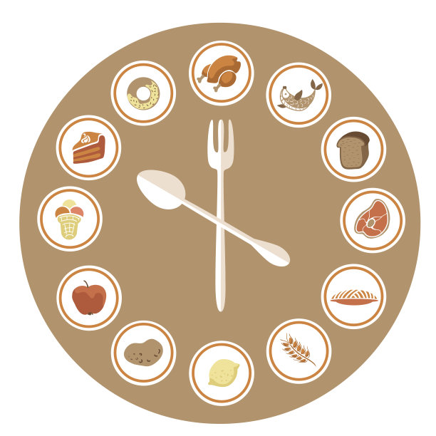 食物图标信息图表时钟。平面设计。图片下载