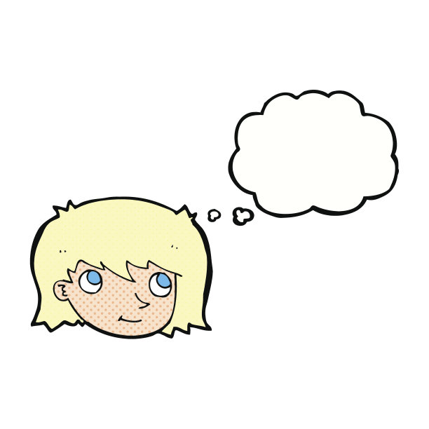 卡通女性脸上带着思想泡泡图片下载