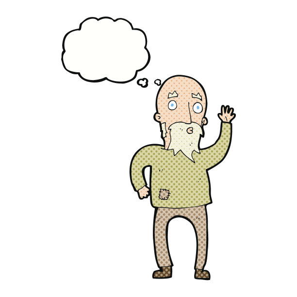 卡通老人挥舞着思想泡泡图片下载