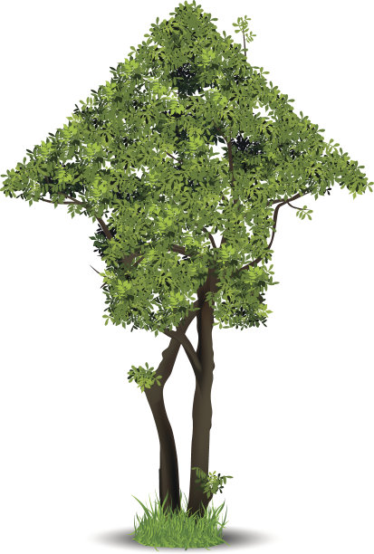 绿树呈箭头状，向上指向图片下载