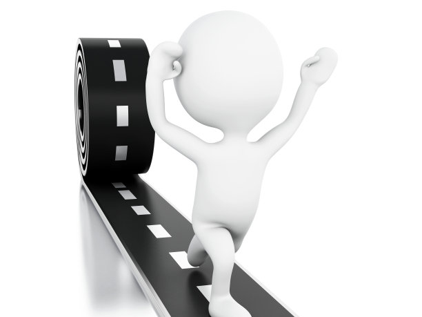 3d白人越过公路上的终点线图片下载