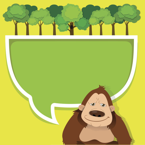 边缘设计与大猩猩和树木图片下载