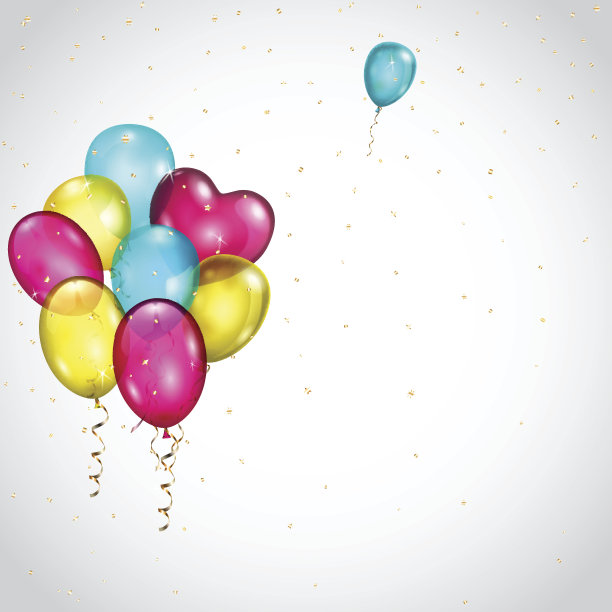 背景与一束彩色气球图片下载