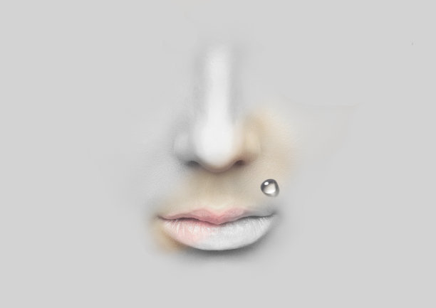 女性的鼻子和嘴唇作为说明。图片下载