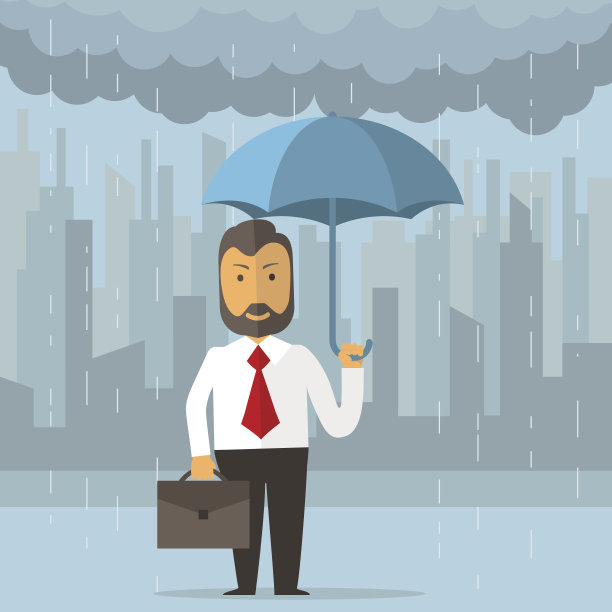 拿着伞的商人。向量素材图片