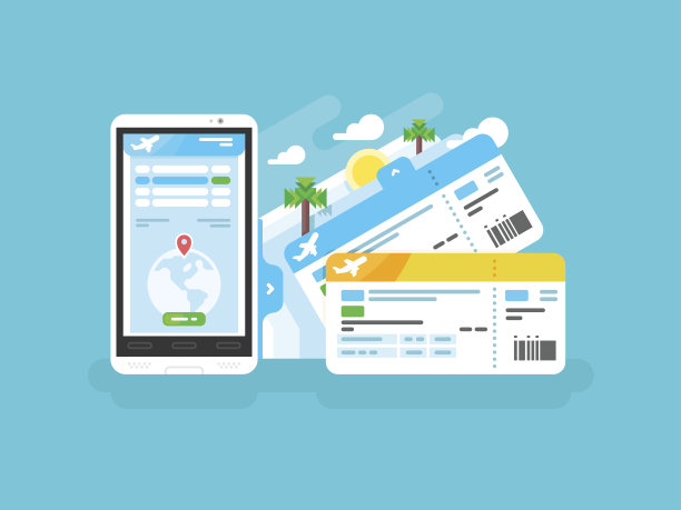 智能手机上的机票图片下载
