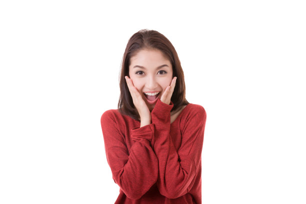 肖像美丽的亚洲女孩与白色的背景图片下载