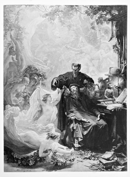 经典插图:恶魔墨菲斯托是迷人的浮士德图片下载