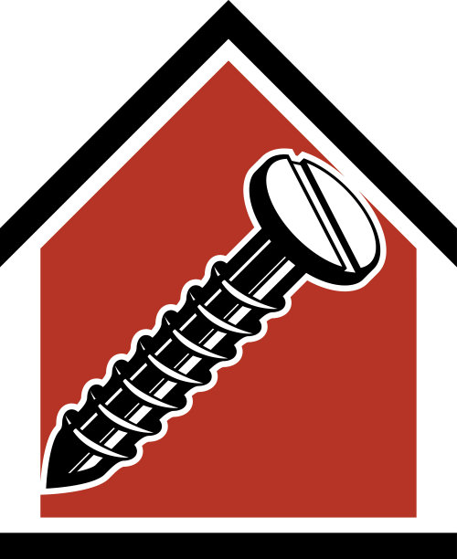 经典的螺丝图标，木工设备。带工作工具的房子图片下载